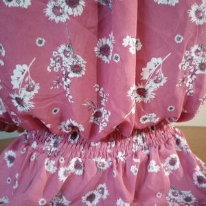 Rue 21 floral print; dark pink top with zip up front. Size: large